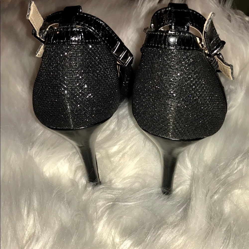 etcetera! BLK SPARKLY HEELS W/ STRAPS 7/8 - Picture 4 of 8